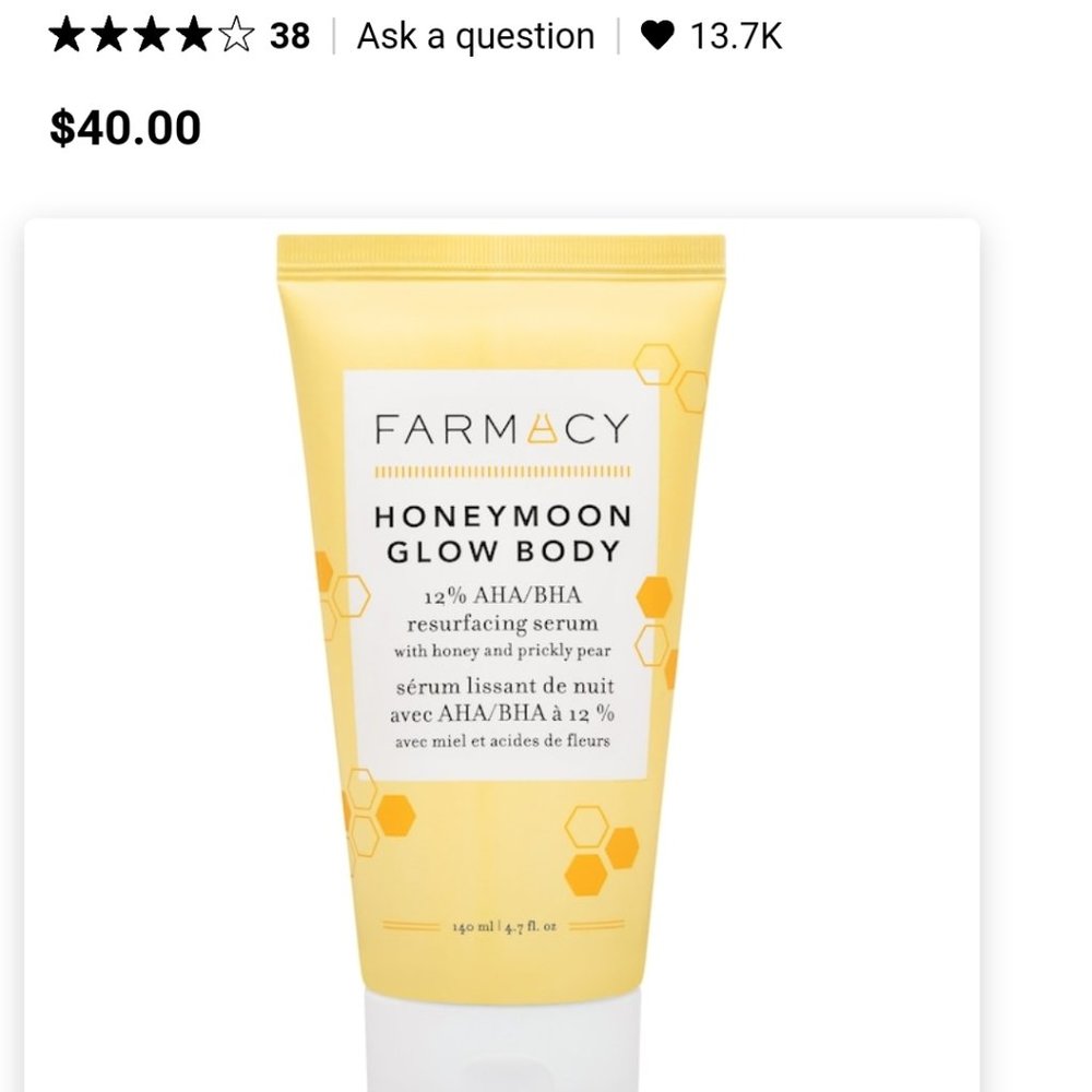 Farmacy Honeymoon Glow Body 12% AHA/BHA Resurfacing Serum - 4.7 oz - NEW